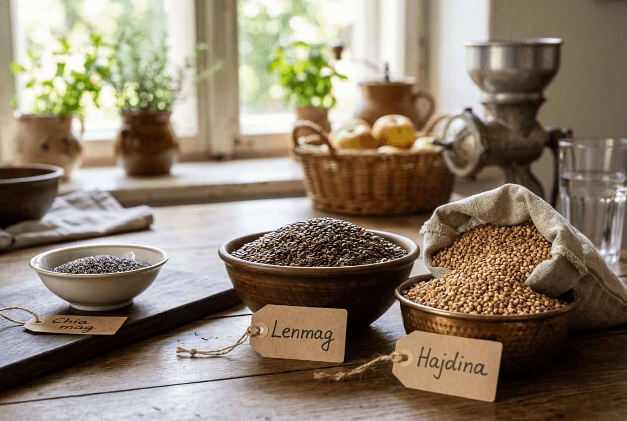 Hazai lenmag és hajdina tálban