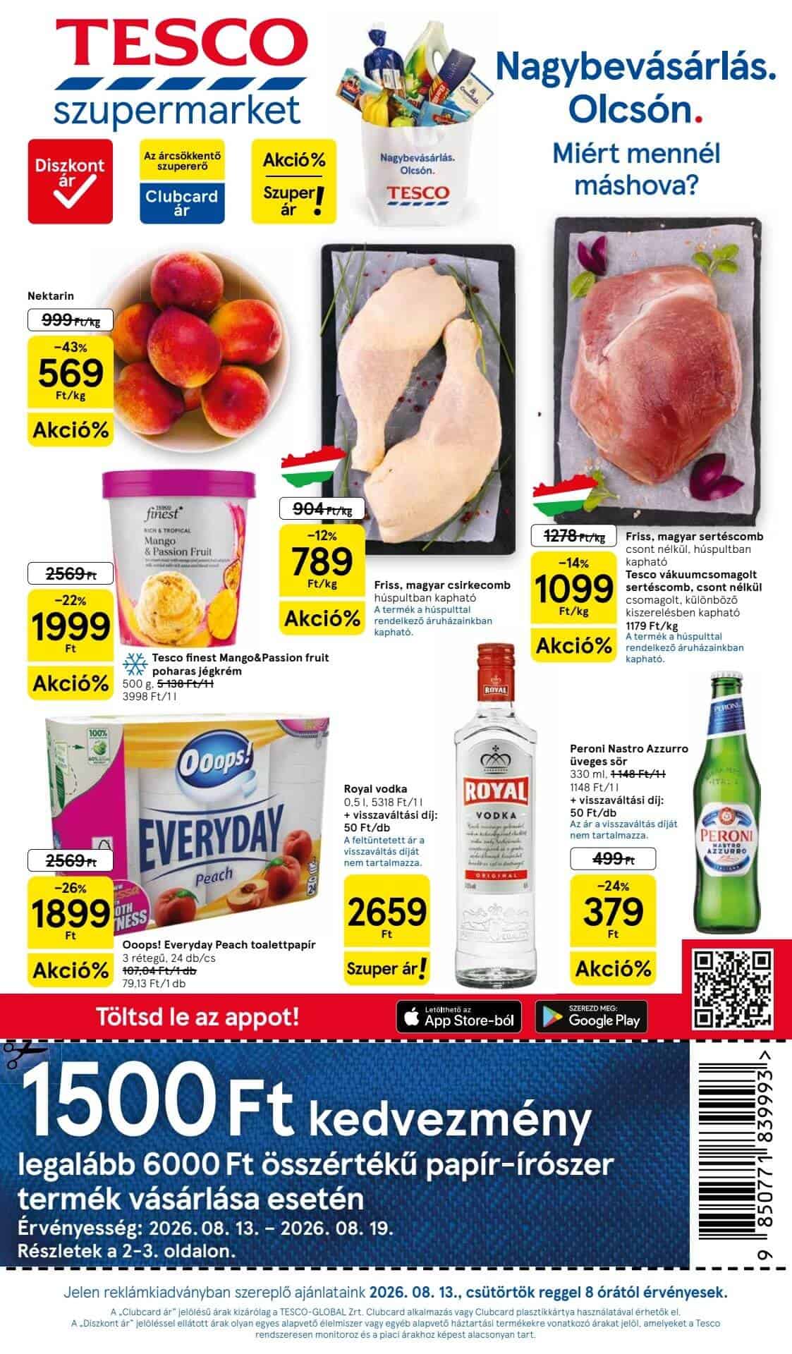Tesco akciós újság 2026. 08.13-08.17