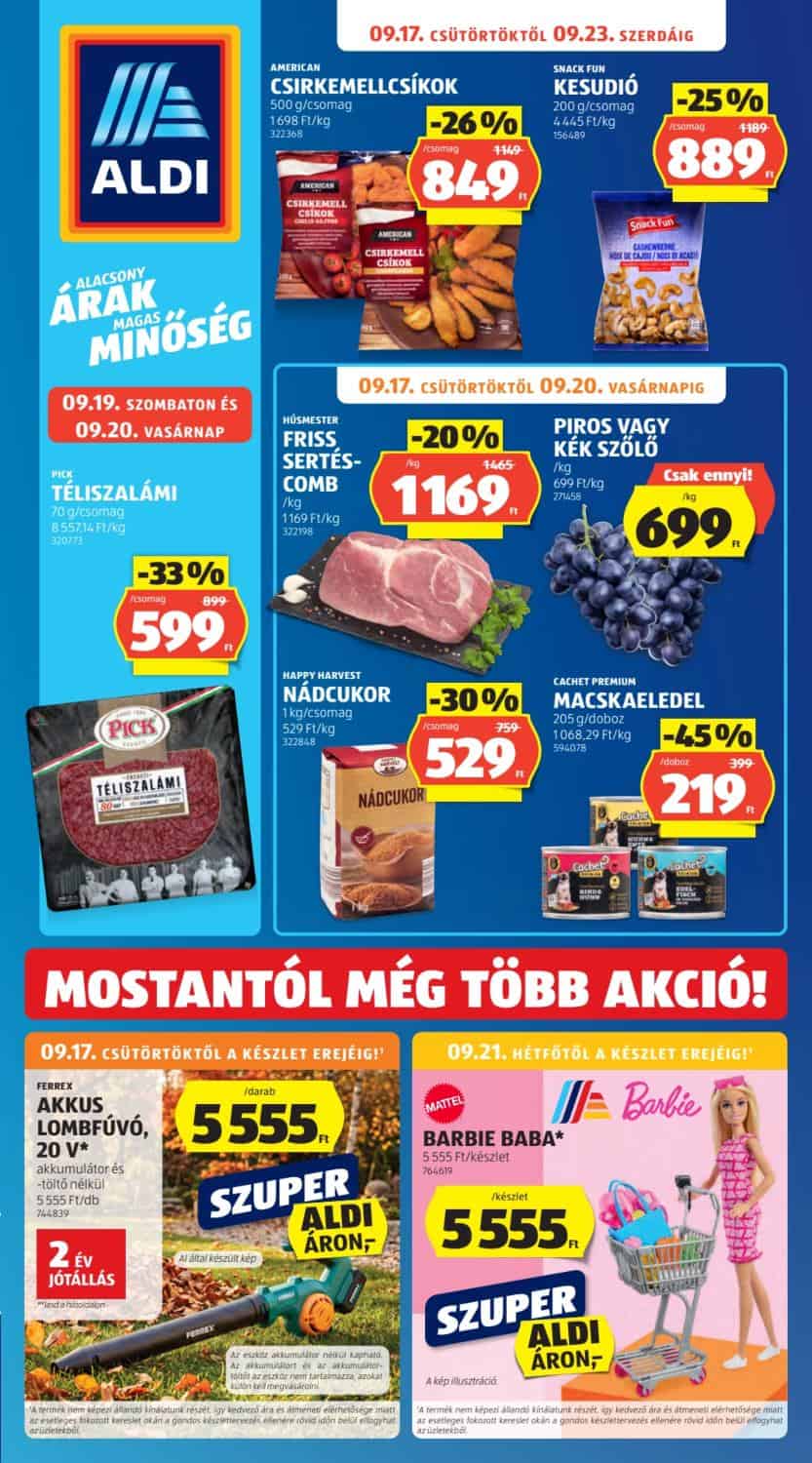 Aldi akciós újság 2026. 09.17 - 09.23. 38. hét